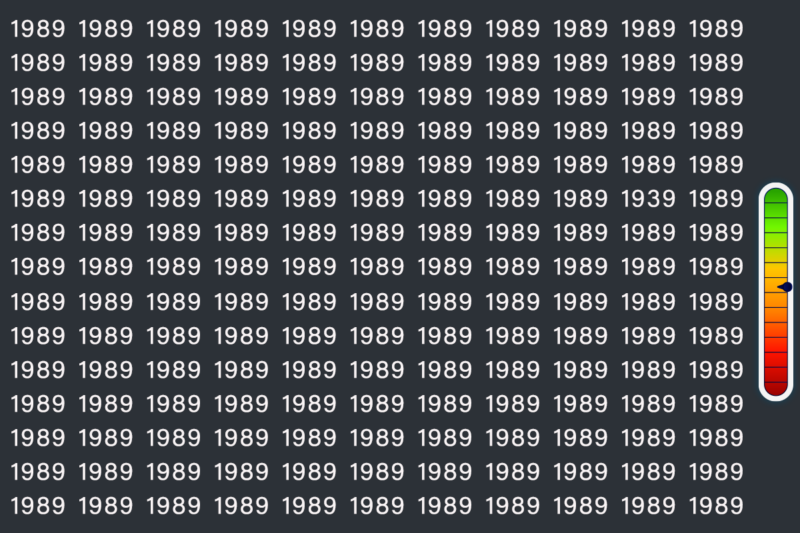 Trouvez l'intrus parmi les répétitions du nombre 1989